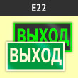 Знак E22 «Указатель выхода» (фотолюминесцентный пластик ГОСТ Р 12.2.143–2009, 250х125 мм)